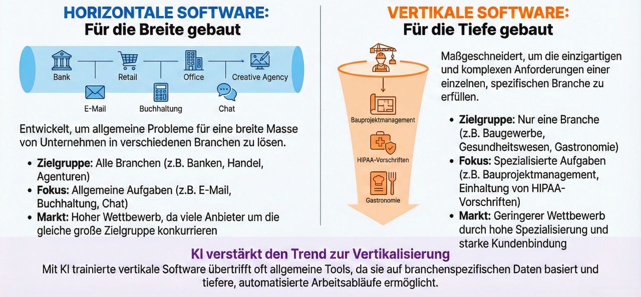 Die wichtigsten Unterschiede von horizontaler und vertikaler Software