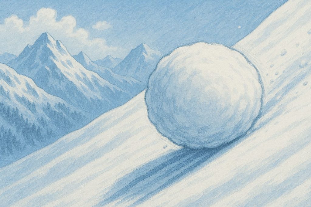 Symbolbild: Mit dem Schneeball-Effekt lässt sich das Prinzip des Zinseszinses anschaulich beschreiben
